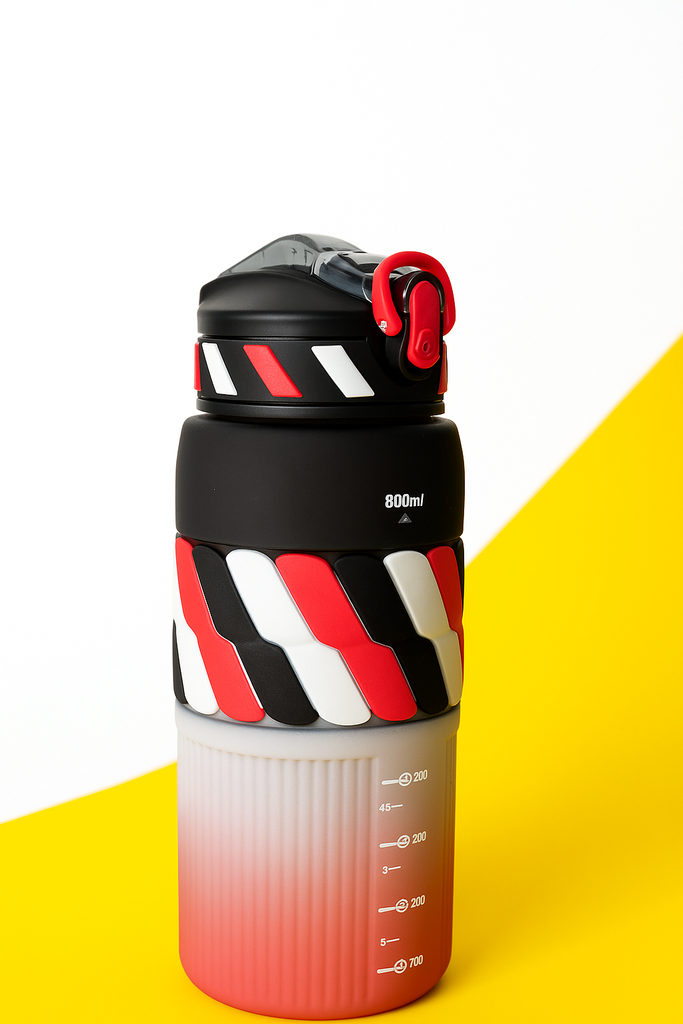 Gradient Sports Water Bottle – 800ml (with Anti-Slip Silicone Grip & Locking Cap)