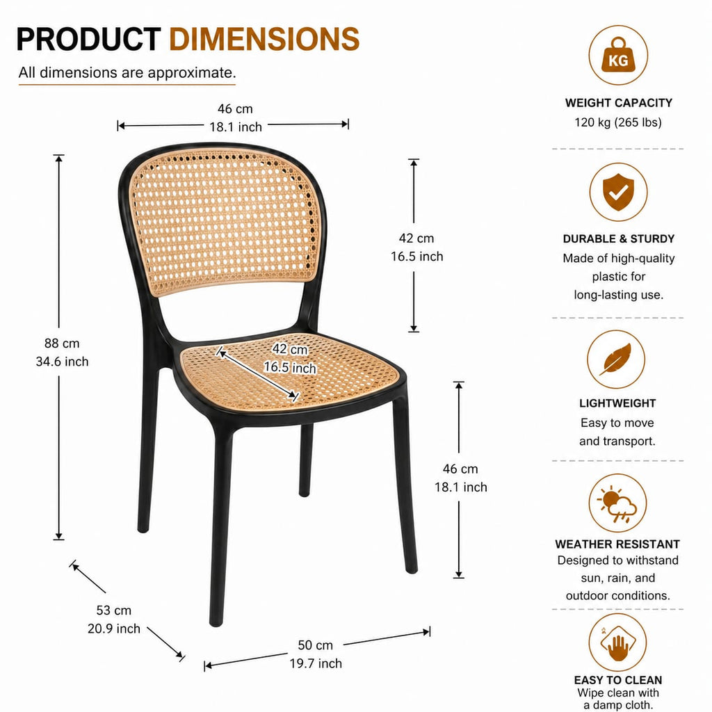 Modern Sculptural Dining Chair – Ergonomic Armchair with Mid-Century Flair, Durable Matte Polypropylene, Stackable Accent Seating for Dining Room, Patio, or Home Office – Brown