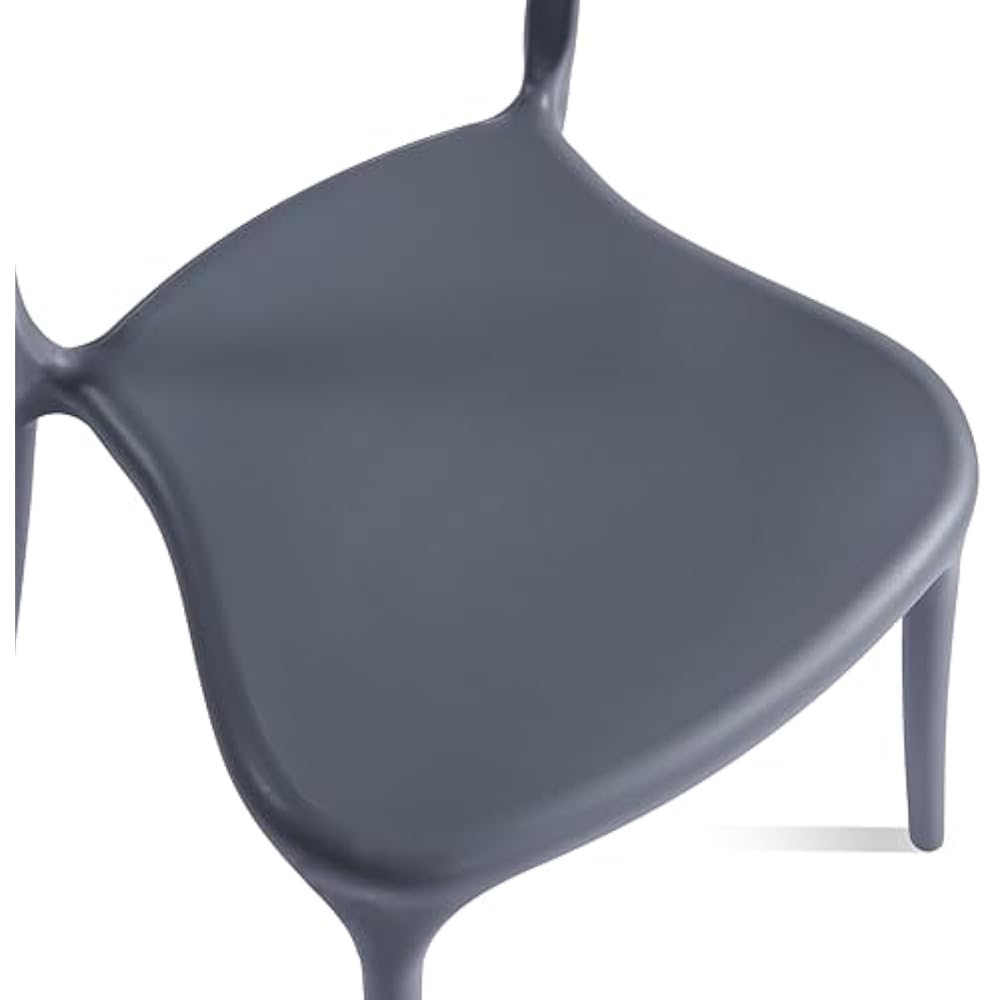 Modern Grey Plastic Chair with Armrest – Minimalist Ergonomic Dining Chair, Lightweight Durable Seating for Home, Office, Cafe & Balcony