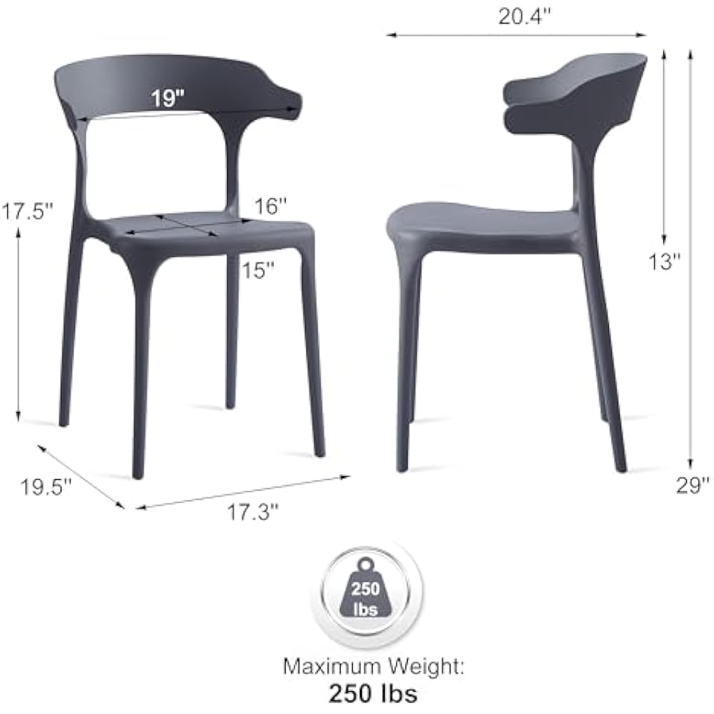 Modern Grey Plastic Chair with Armrest – Minimalist Ergonomic Dining Chair, Lightweight Durable Seating for Home, Office, Cafe & Balcony