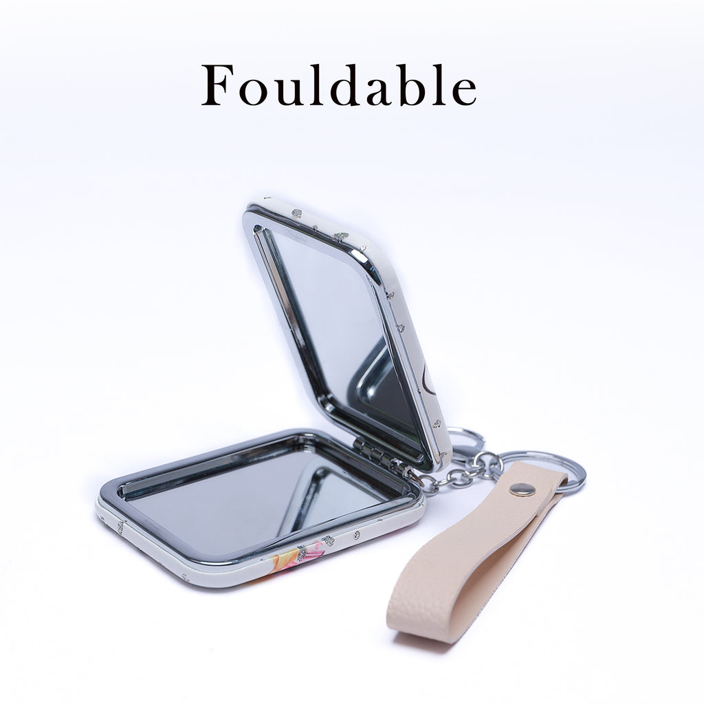 Portable Double-Sided Magnifying Compact Mirror Keychain