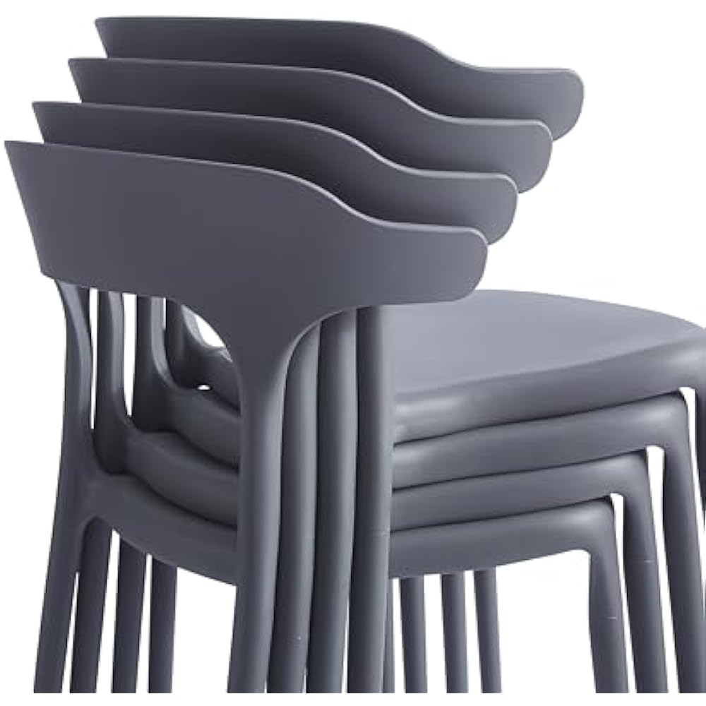 Modern Grey Plastic Chair with Armrest – Minimalist Ergonomic Dining Chair, Lightweight Durable Seating for Home, Office, Cafe & Balcony