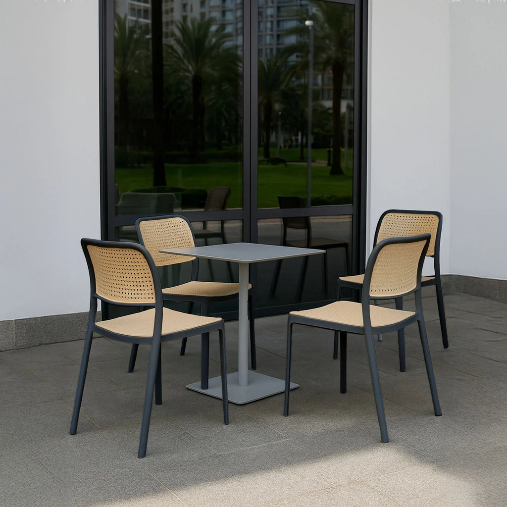 Modern Sculptural Dining Chair – Ergonomic Armchair with Mid-Century Flair, Durable Matte Polypropylene, Stackable Accent Seating for Dining Room, Patio, or Home Office – Sandy Beige