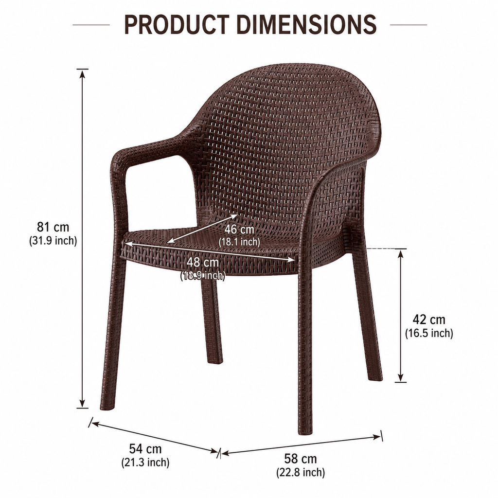 Premium Brown Woven Plastic Armchair – Durable, Lightweight & Modern Indoor/Outdoor Chair