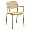 Modern Rattan Style Armchair – Olive Green