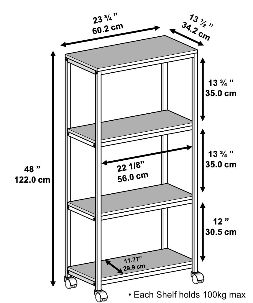 4 -Shelves Heavy Duty Rack with Wheels Rack for Laundry Bathroom Kitchen Storage Cart