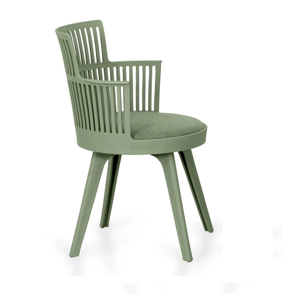 Fusion Multi-Purpose ABS Plastic with Upholstery Fabric Living Room Cafetreia Dining Armchair for Kitchen, Bedroom, Waiting, Lobby, Garden Area, Indoor Chair in Sage Green Color