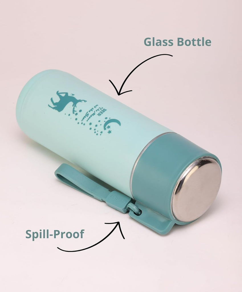 Water Bottle with Handle –Hot & Cold Drinks, Cute Deer Print Thermos Bottle for Kids, Office, School & Travel