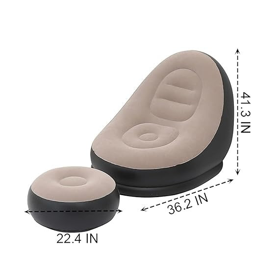 Inflatable Sofa with Household Air Pump, Couch Chair with Footstool for Indoor-outdoor in Livingroom,Bedroom,Readingroom