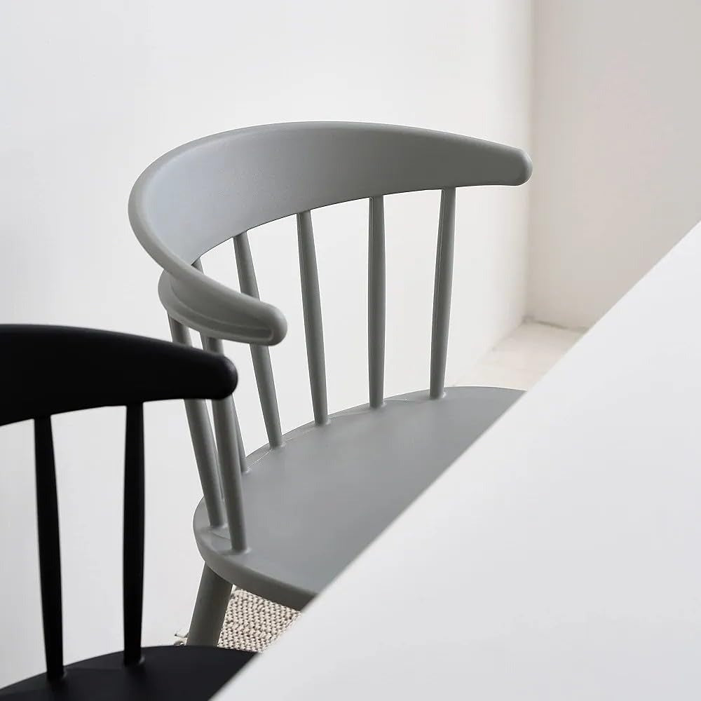 Modern Plastic Dinning Chairs, Curved Back Chair for Home Living Kitchen Room Restaurant Cafe Office (Grey)
