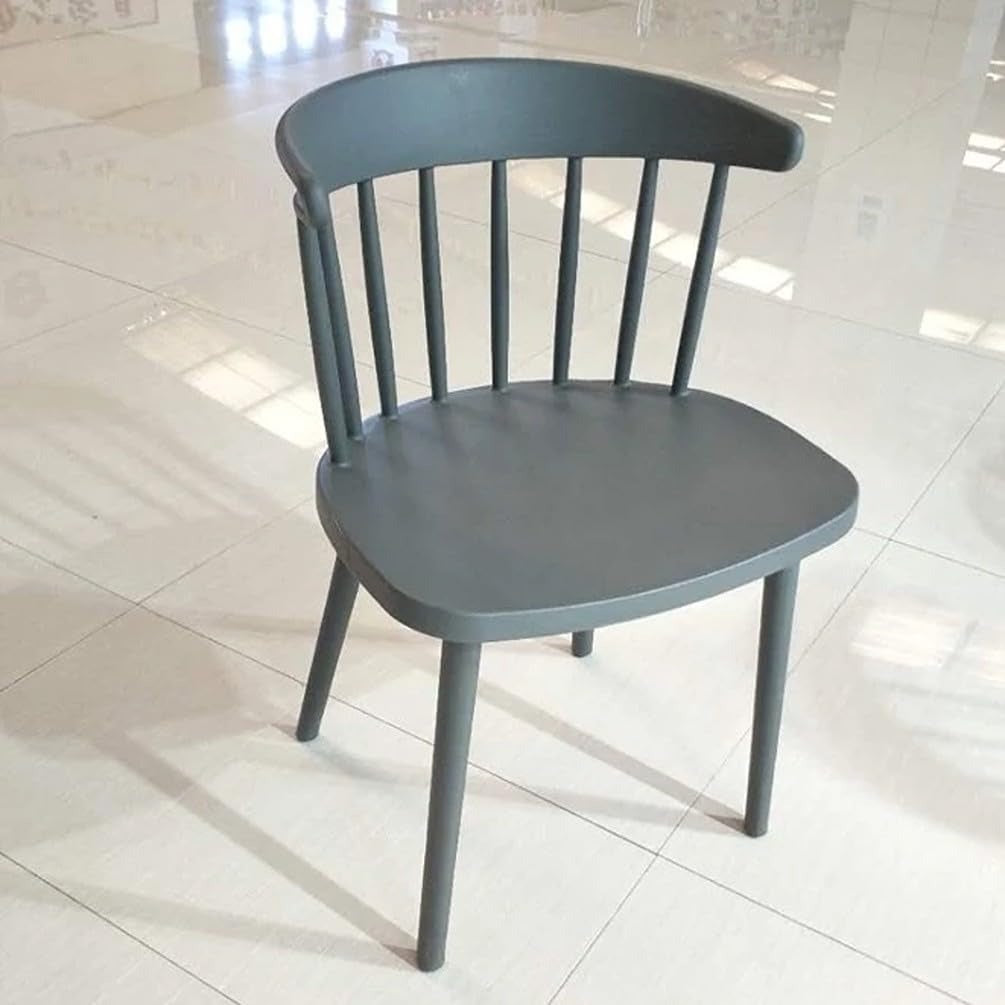 Modern Plastic Dinning Chairs, Curved Back Chair for Home Living Kitchen Room Restaurant Cafe Office (Grey)