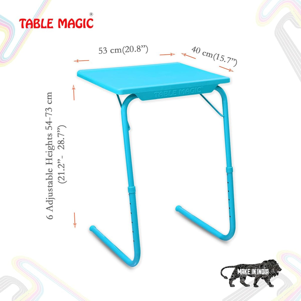 Multipurpose Height Adjustable Laptop Table Mat Finish, Lapdesk Work from Home & Study Desk Picnic Outdoor Tv Tray (TM Regular- AQ Blue, Large)