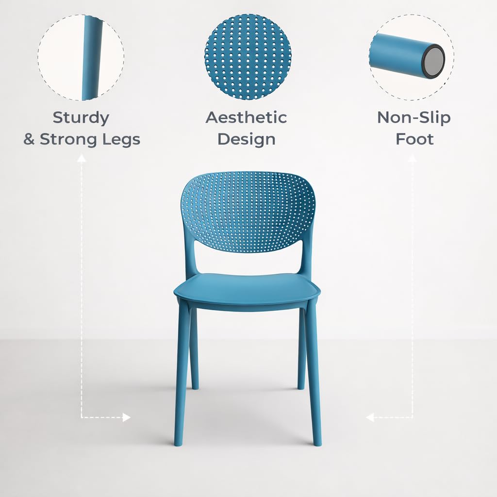Stackable Arm Chair | Accent Chair for Living Room Home, Bedroom, Café and Hotels | Blue