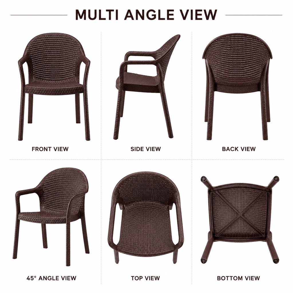 Premium Brown Woven Plastic Armchair – Durable, Lightweight & Modern Indoor/Outdoor Chair