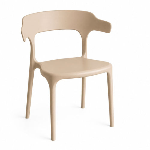 Modern Minimalist Molded Dining Chair – Ergonomic Open-Back Armchair with Sculptural Silhouette, Durable Matte Polypropylene, Stackable Accent Seating for Dining Room, Patio, and Cafe – Sandal