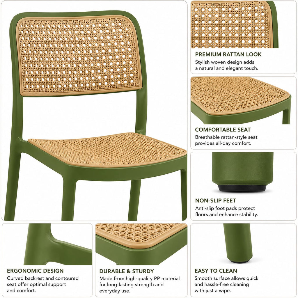 Olive Rattan Designer Chair