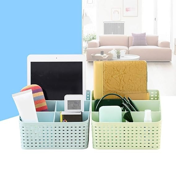 Woven-Style Multi-Compartment Desk Organizer