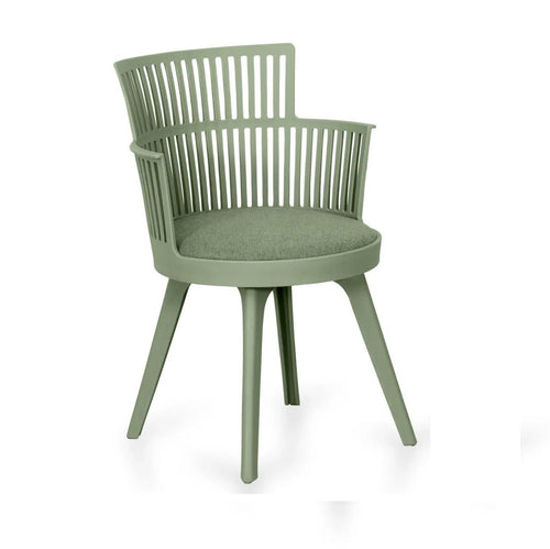 Fusion Multi-Purpose ABS Plastic with Upholstery Fabric Living Room Cafetreia Dining Armchair for Kitchen, Bedroom, Waiting, Lobby, Garden Area, Indoor Chair in Sage Green Color