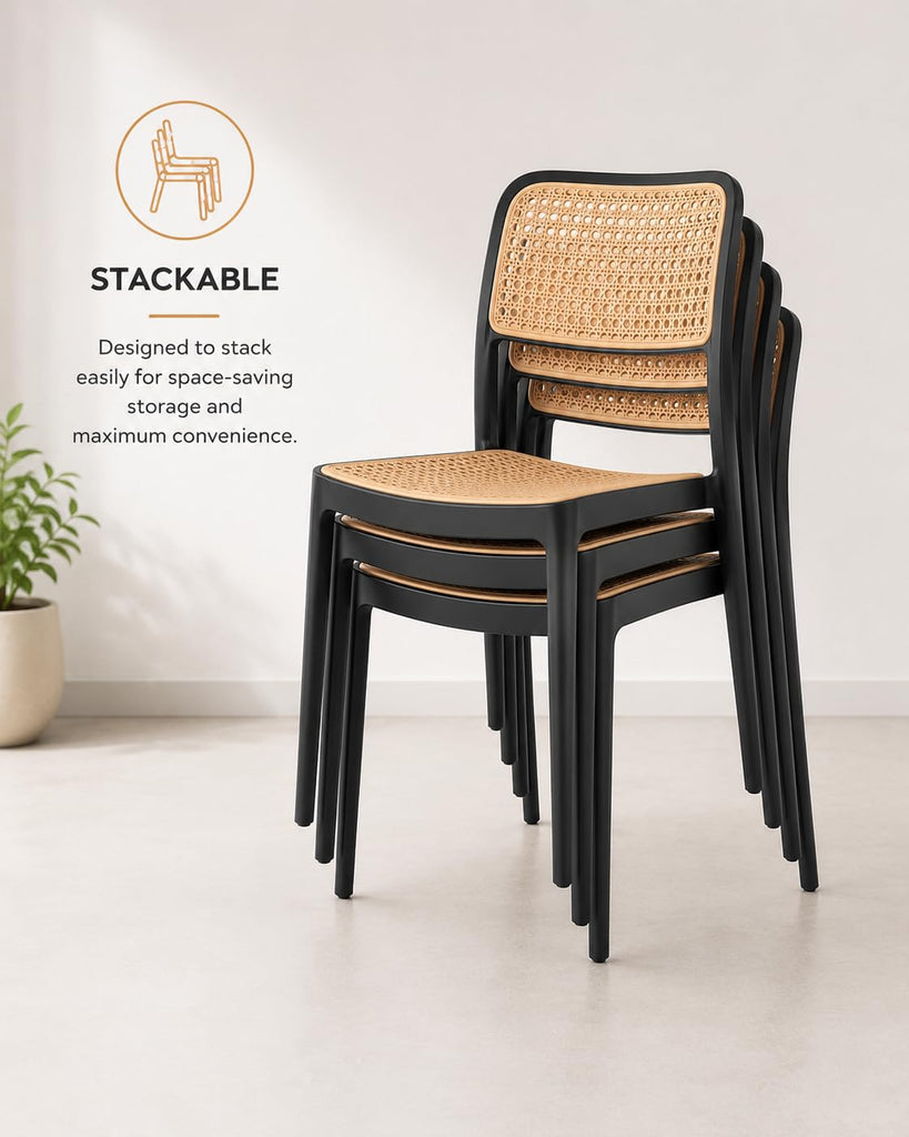 RATTAN BLACK CAFE CHAIR