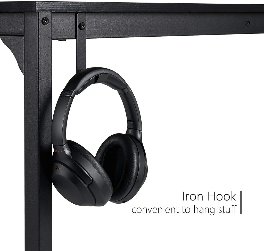 Computer Desk Home Office Writing Study Desk, Modern Simple Style Laptop Table with Storage Bag (30" X 32" X19", Black)