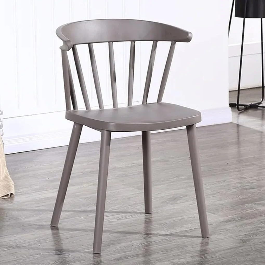 Modern Plastic Dinning Chairs, Curved Back Chair for Home Living Kitchen Room Restaurant Cafe Office (Grey)