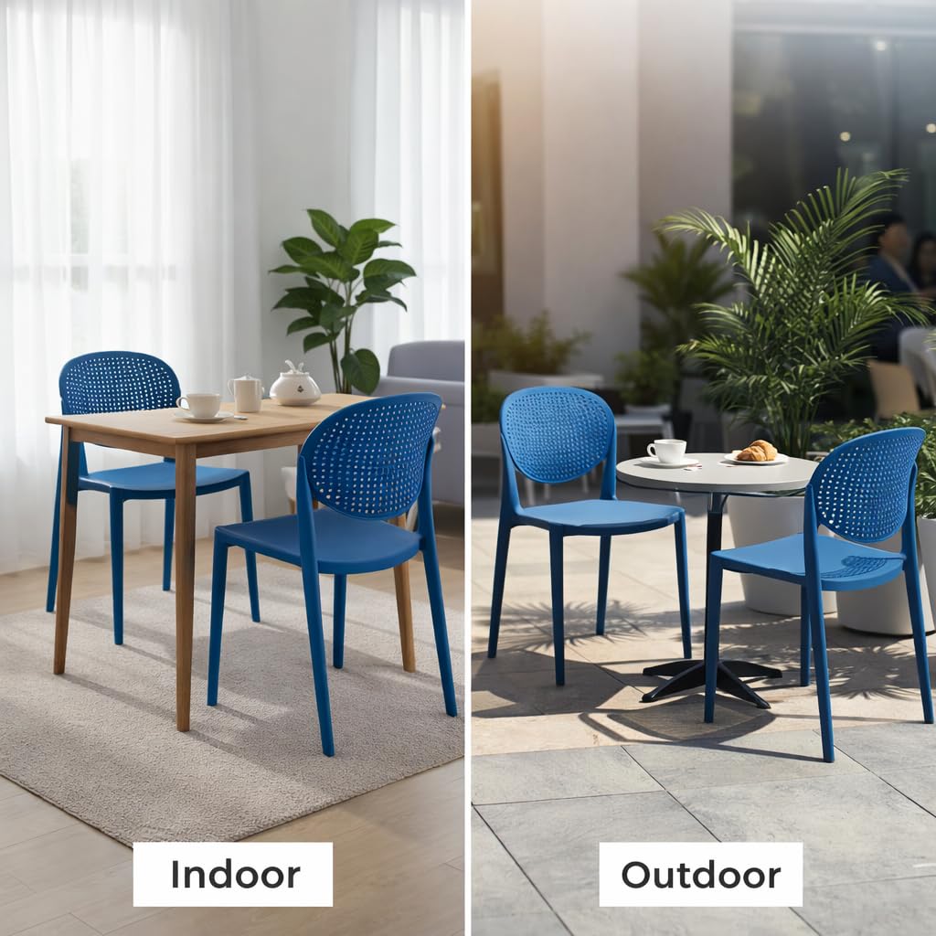 Stackable Arm Chair | Accent Chair for Living Room Home, Bedroom, Café and Hotels | Blue