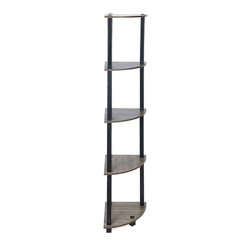 Multipurpose Corner rack| Shelving Unit Turn-N-Tube End Table Corner Display Rack Hallway| Living Room| Metal| Easy Assembly| Space Saving | Industrial Wood (Corner-5)