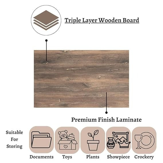 5-Tier Wooden Shelf Rack with Metal Frame – Sturdy Structure & Rustic Wood Shelves for Kitchen, Office, Kids Room, Living Room Storage & Display
