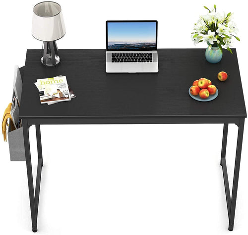 Computer Desk Home Office Writing Study Desk, Modern Simple Style Laptop Table with Storage Bag (30" X 32" X19", Black)