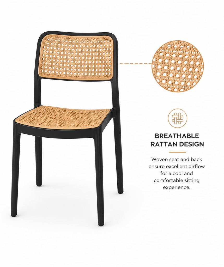 RATTAN BLACK CAFE CHAIR