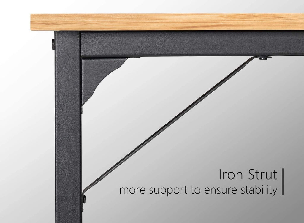 Computer Desk Study Writing Table with 2 Hooks for Home Office, Modern Simple Style PC Desk, Black Metal Frame Laptop Table with Storage Bag