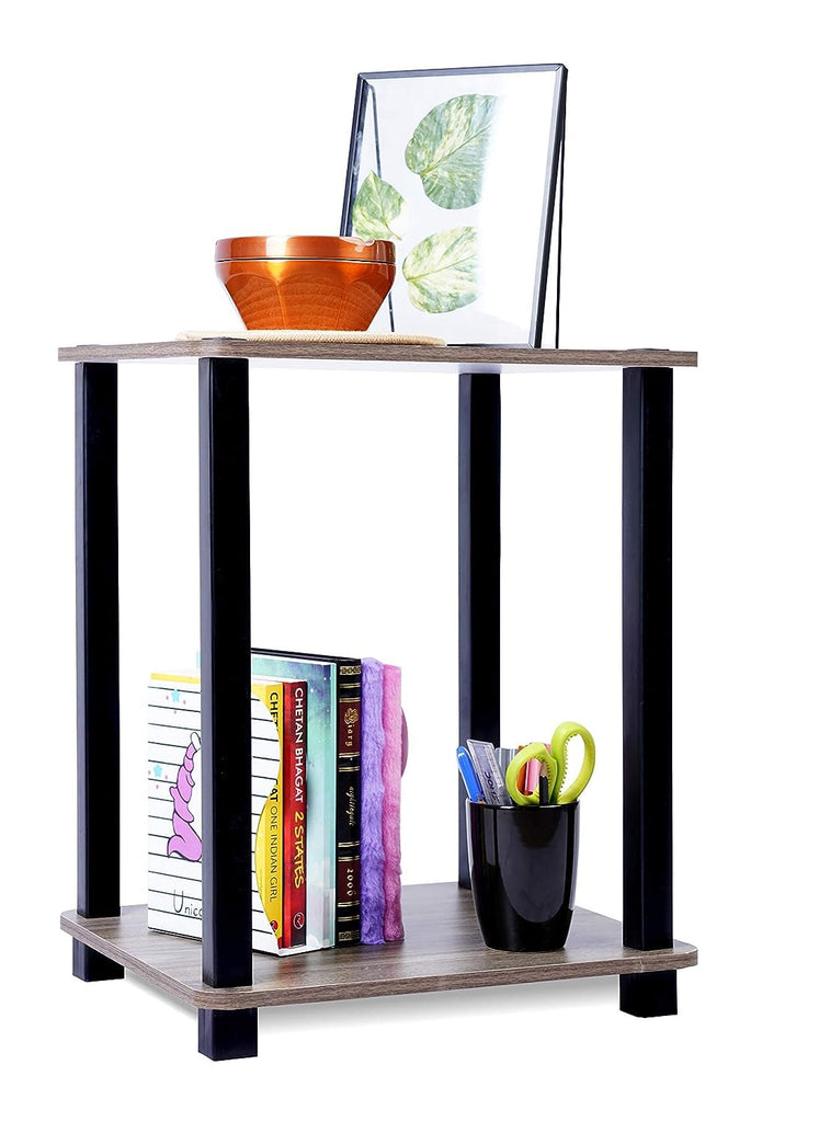 End Table and Shelf Stand: Turn-N-Tube Corner Display Rack for Living Room and Hallway, Space-Saving, Easy Assembly, Engineered Wood, Floor and Wall Standing (2 * 2 end Table)