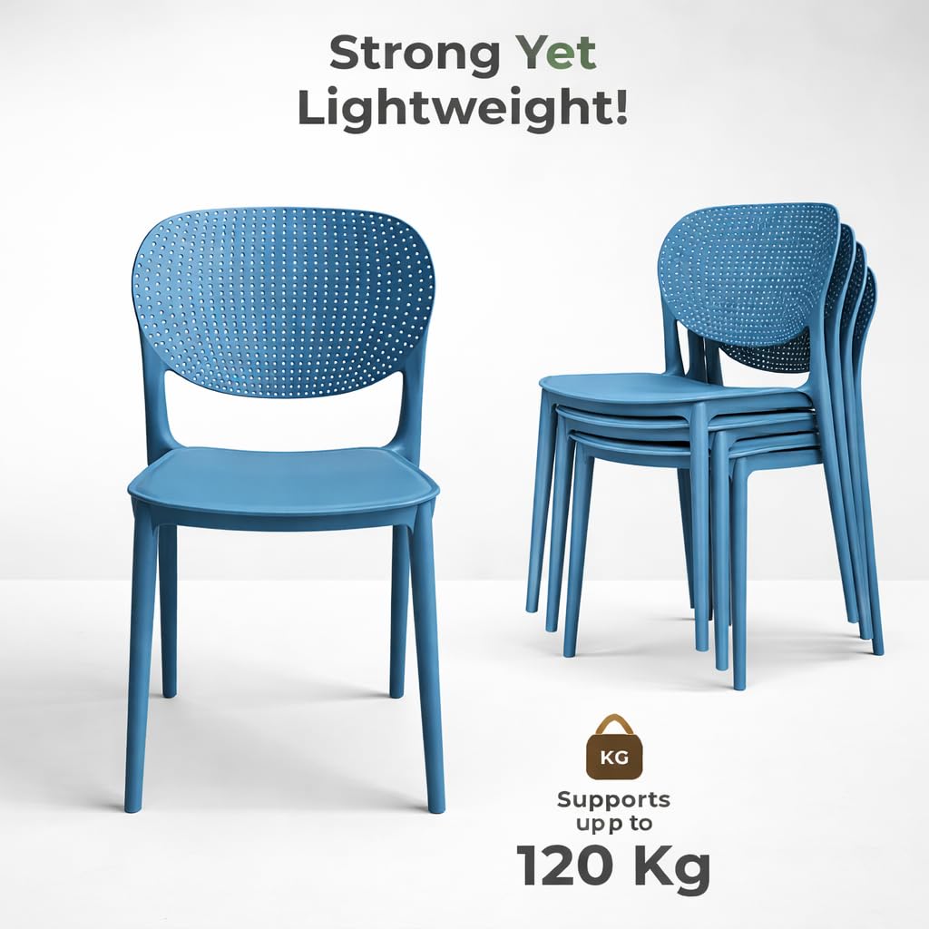 Stackable Arm Chair | Accent Chair for Living Room Home, Bedroom, Café and Hotels | Blue