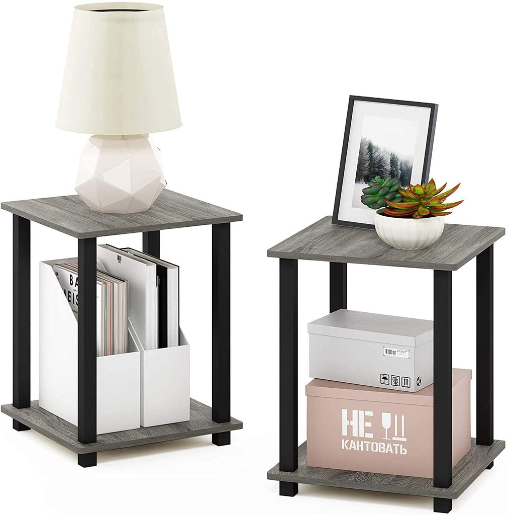 End Table and Shelf Stand: Turn-N-Tube Corner Display Rack for Living Room and Hallway, Space-Saving, Easy Assembly, Engineered Wood, Floor and Wall Standing (2 * 2 end Table)