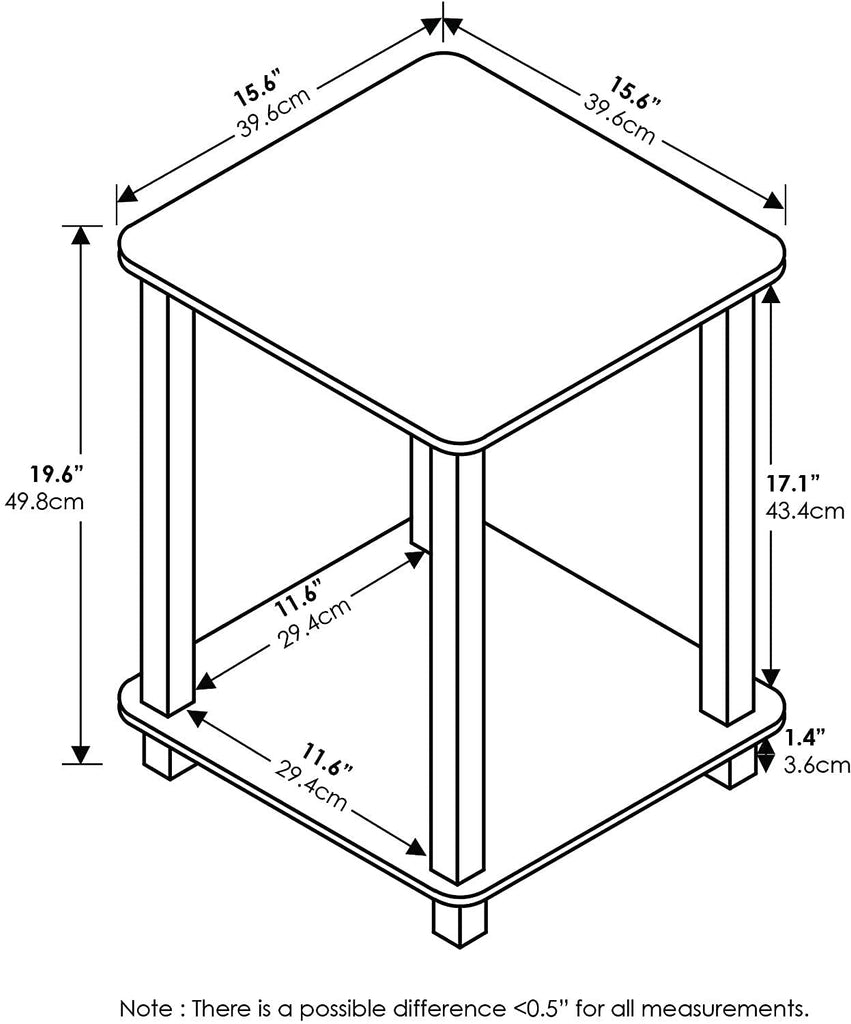 End Table and Shelf Stand: Turn-N-Tube Corner Display Rack for Living Room and Hallway, Space-Saving, Easy Assembly, Engineered Wood, Floor and Wall Standing (2 * 2 end Table)
