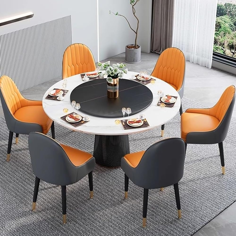 Modern Upholstered Dining Chair with Armrests – Grey PU Leather Chair with Black Metal Legs & Gold Tips