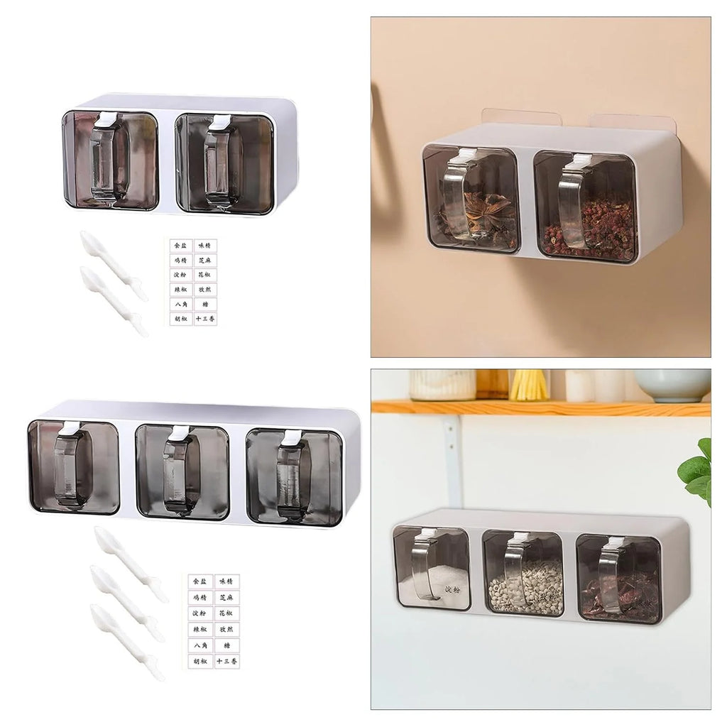 3-Piece Ash Grey Jar Set with Spoon