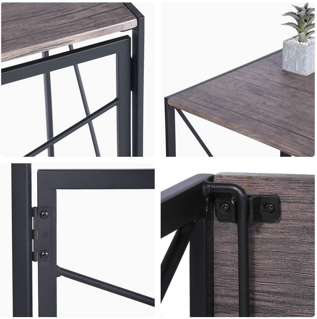 Modern Minimalist Folding table | Black Industrial Study Desk | Space saving Foldable table