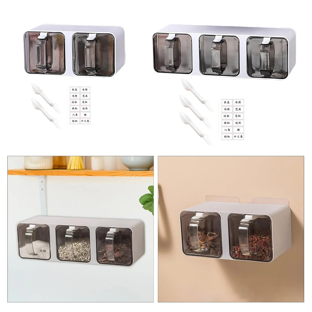 3-Piece Ash Grey Jar Set with Spoon