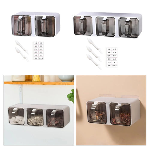 3-Piece Ash Grey Jar Set with Spoon