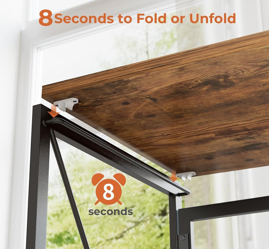 Computer Table for Home & Office | Space-Saving Work from Home Desk | Strong Metal Frame & Wood Brak Top | 37" x 19"/50 KGs Capacity (Rustic Brown)