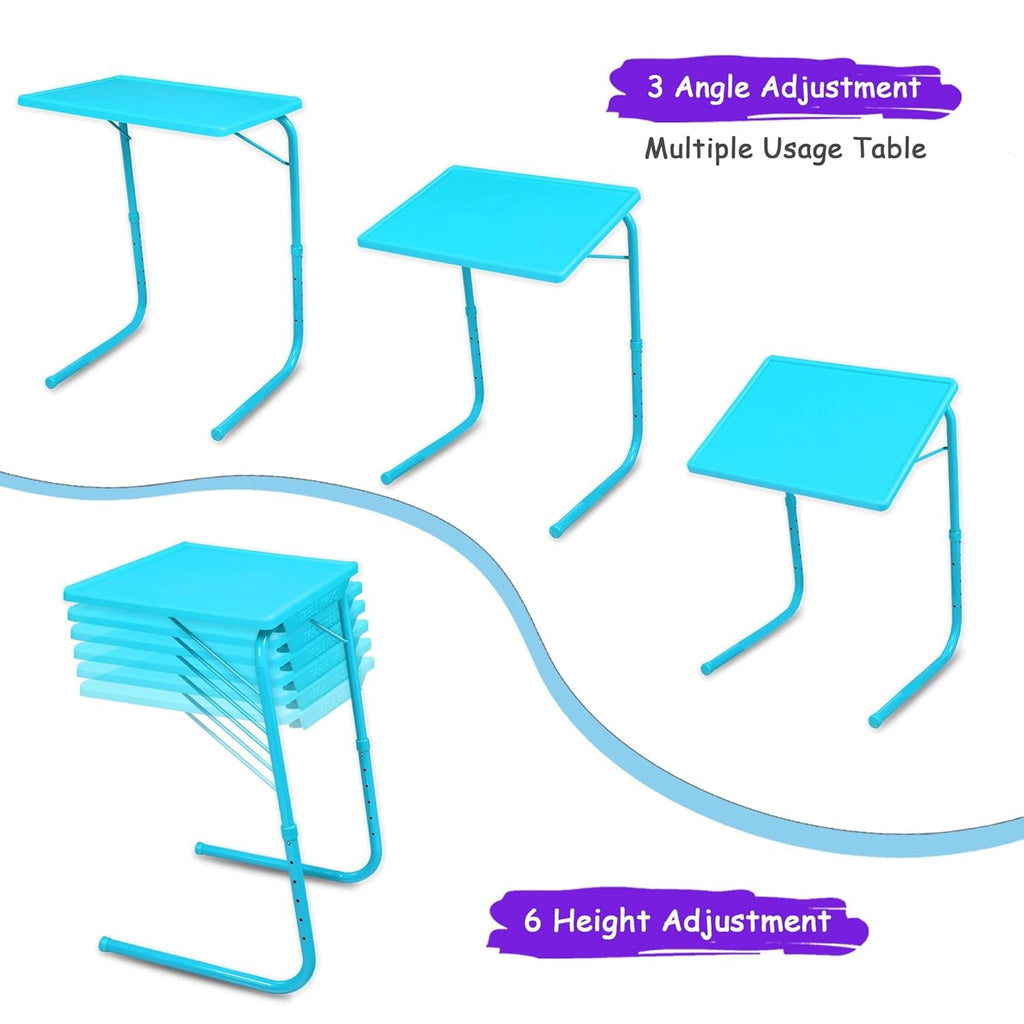 Multipurpose Height Adjustable Laptop Table Mat Finish, Lapdesk Work from Home & Study Desk Picnic Outdoor Tv Tray (TM Regular- AQ Blue, Large)