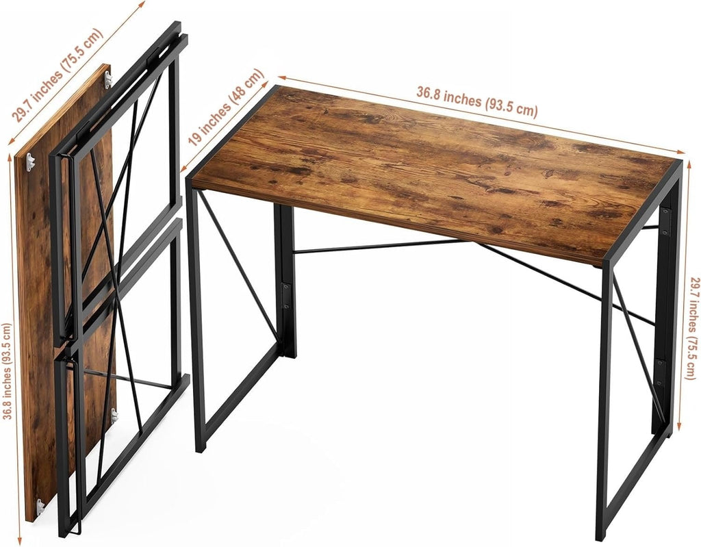Computer Table for Home & Office | Space-Saving Work from Home Desk | Strong Metal Frame & Wood Brak Top | 37" x 19"/50 KGs Capacity (Rustic Brown)