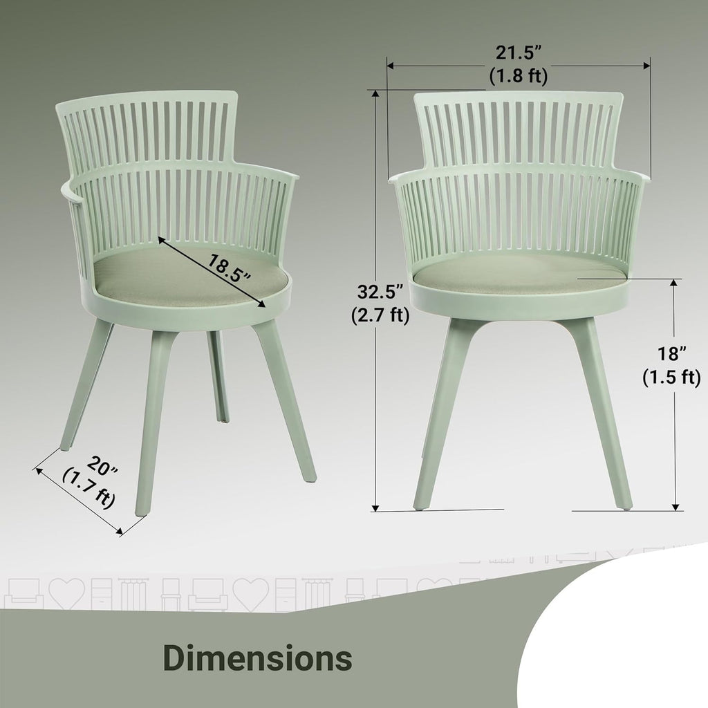 Fusion Multi-Purpose ABS Plastic with Upholstery Fabric Living Room Cafetreia Dining Armchair for Kitchen, Bedroom, Waiting, Lobby, Garden Area, Indoor Chair in Sage Green Color