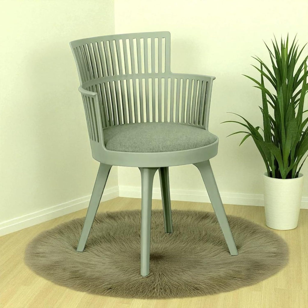 Fusion Multi-Purpose ABS Plastic with Upholstery Fabric Living Room Cafetreia Dining Armchair for Kitchen, Bedroom, Waiting, Lobby, Garden Area, Indoor Chair in Sage Green Color