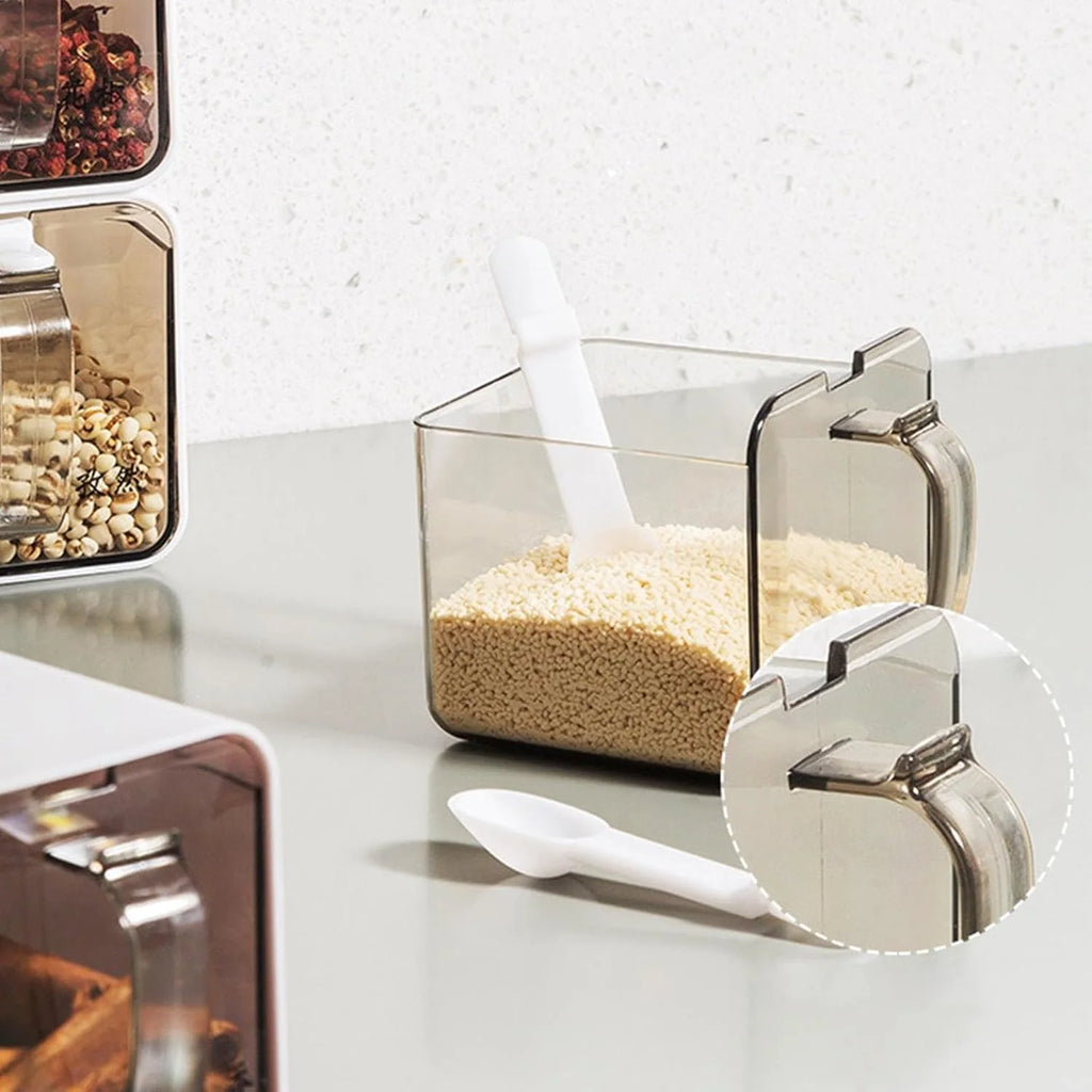 3-Piece Ash Grey Jar Set with Spoon