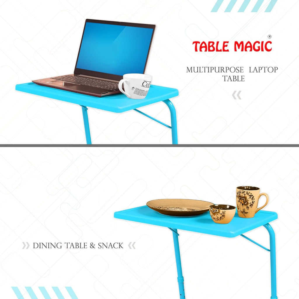 Multipurpose Height Adjustable Laptop Table Mat Finish, Lapdesk Work from Home & Study Desk Picnic Outdoor Tv Tray (TM Regular- AQ Blue, Large)