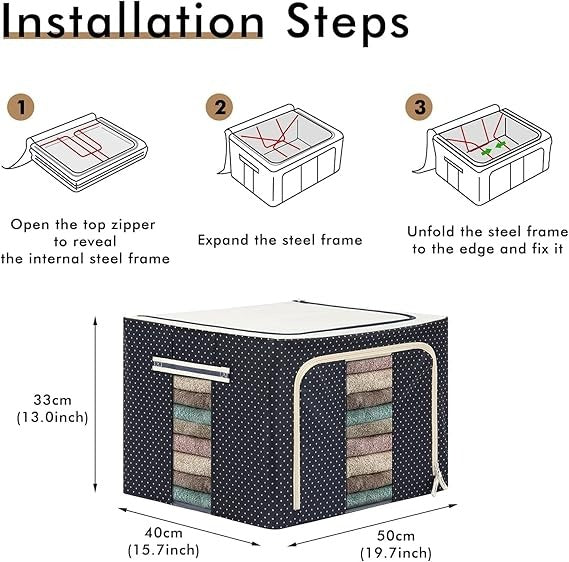 Foldable 66L cloths storage box organiser