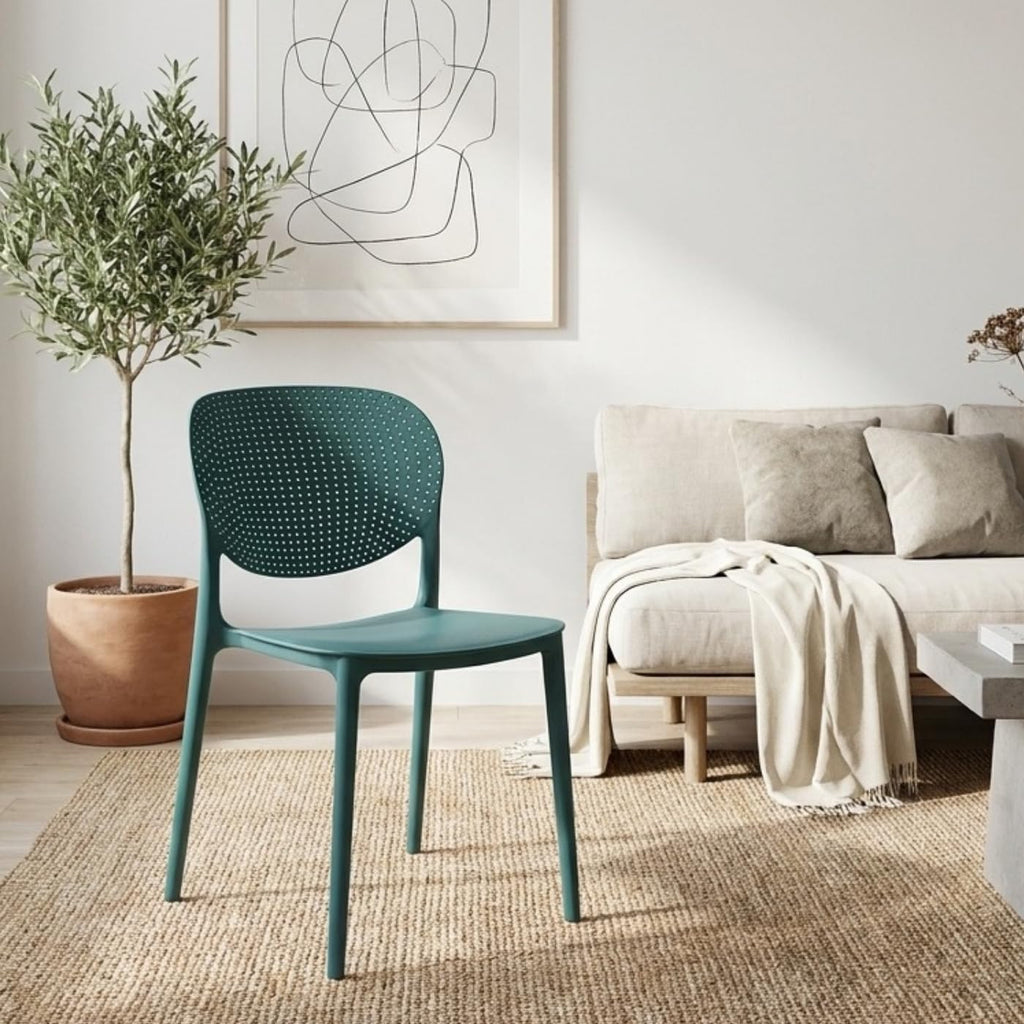 Stackable Arm Chair | Accent Chair for Living Room Home, Bedroom, Café and Hotels | Blue
