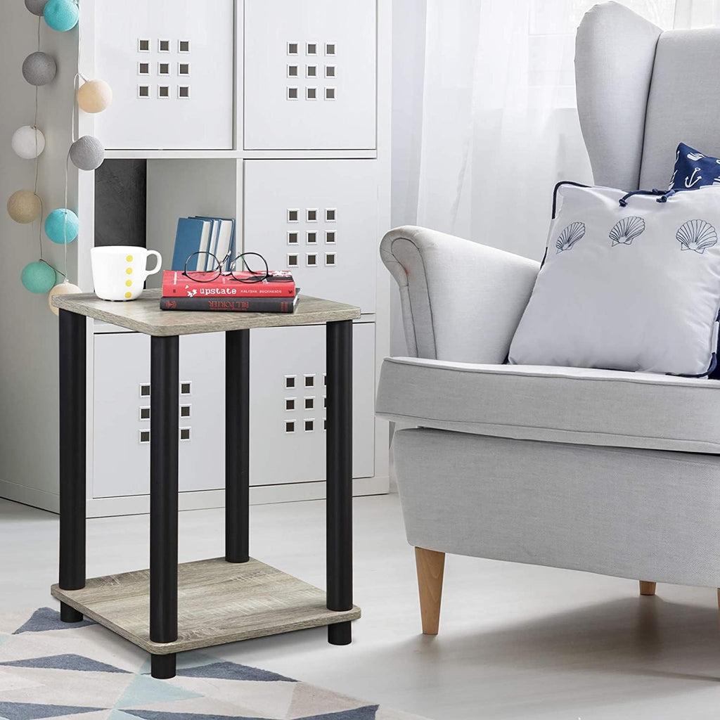 End Table and Shelf Stand: Turn-N-Tube Corner Display Rack for Living Room and Hallway, Space-Saving, Easy Assembly, Engineered Wood, Floor and Wall Standing (2 * 2 end Table)